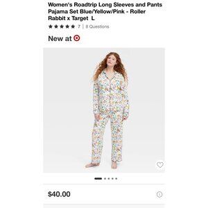 Roller Rabbit X Target Roadtrip Long Sleeve Pant Pajama Set Blue/Yellow/Pink NWT